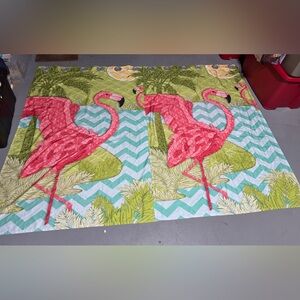 Unlisted Pink and Green Tropical Duvet Cover with curtains to match